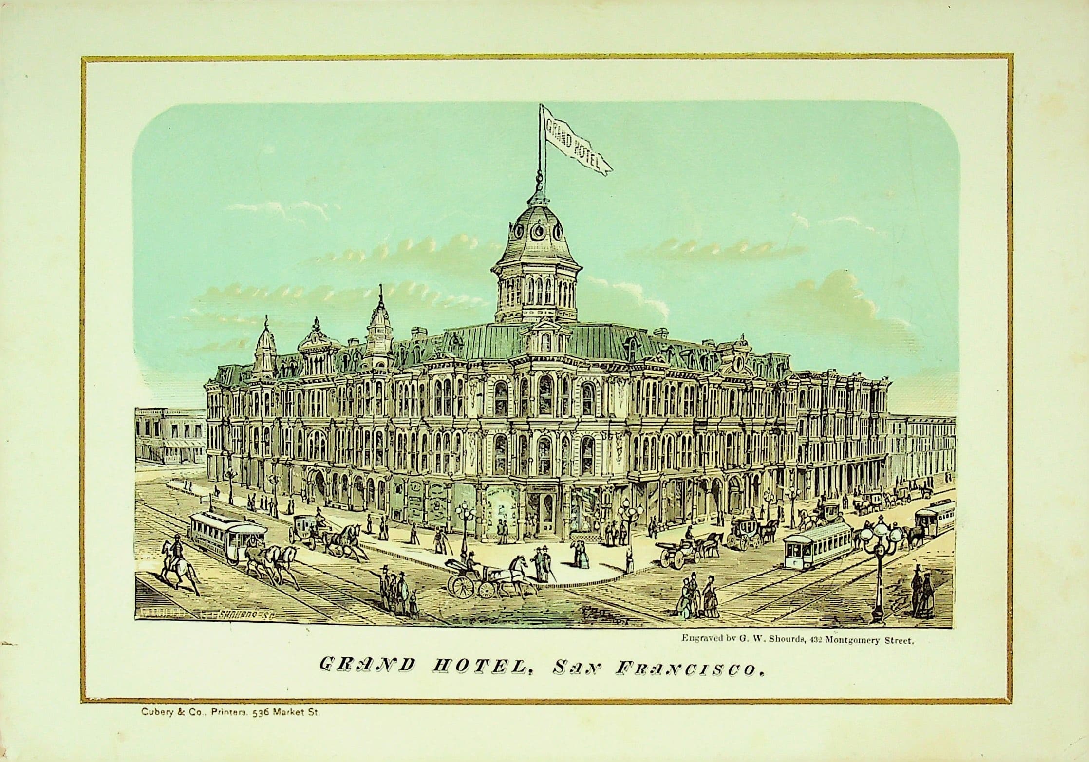 'Grand Hotel, San Francisco' Vintage Print Engraved by G. W. Shourds circa 1865 - 1870, photograph 1 of 4