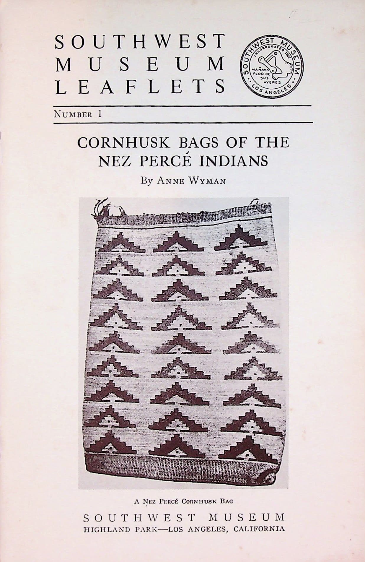 Cornhusk Bags of the Nez Perce Indians, (Southwest Museum Leaflets No. 1), photograph 1 of 8