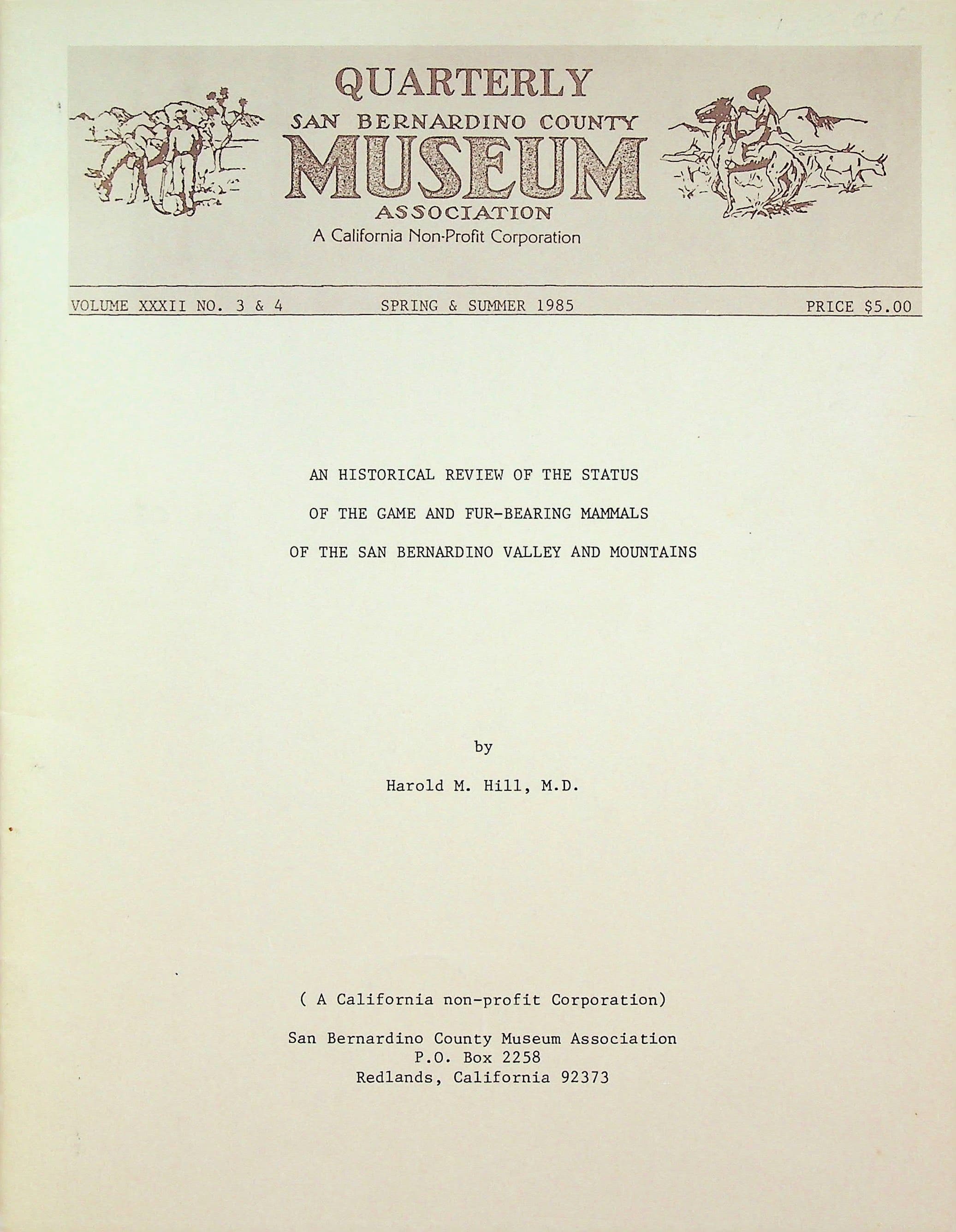 An Historical Review of the Status of the Game and Fur-Bearing Mammals of the San Bernardino Valley and Mountains, photograph 1 of 10