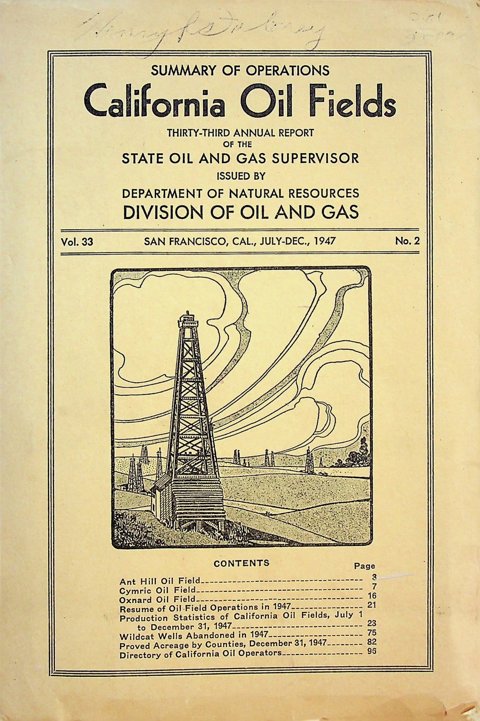 Summary of Operations California Oil Fields, 33rd Annual Report, Vol. 33, No. 2, July - Dec., 1947, photograph 1 of 14