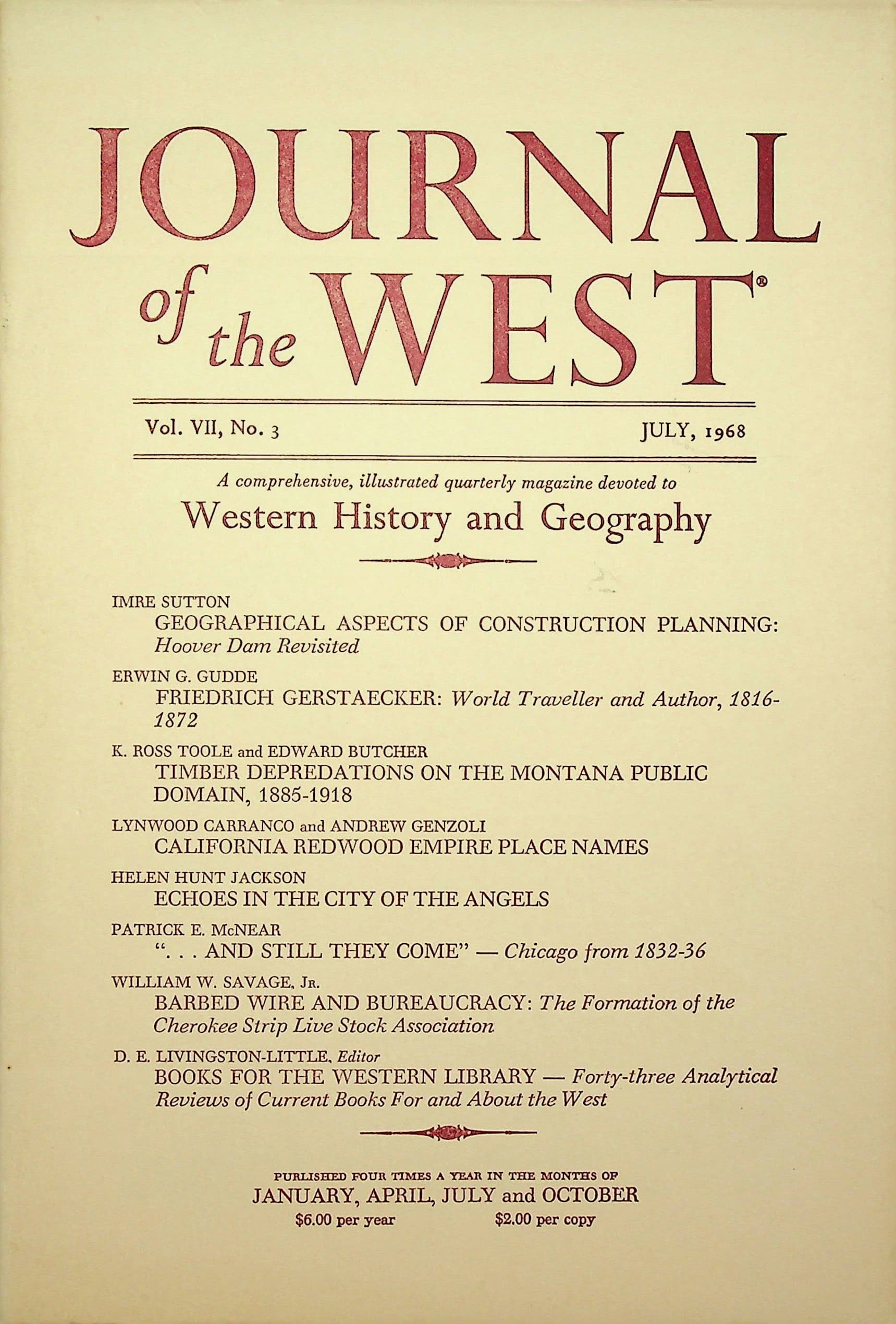 Journal of the West, Vol. VII, No. 3 July, 1968, photograph 1 of 14