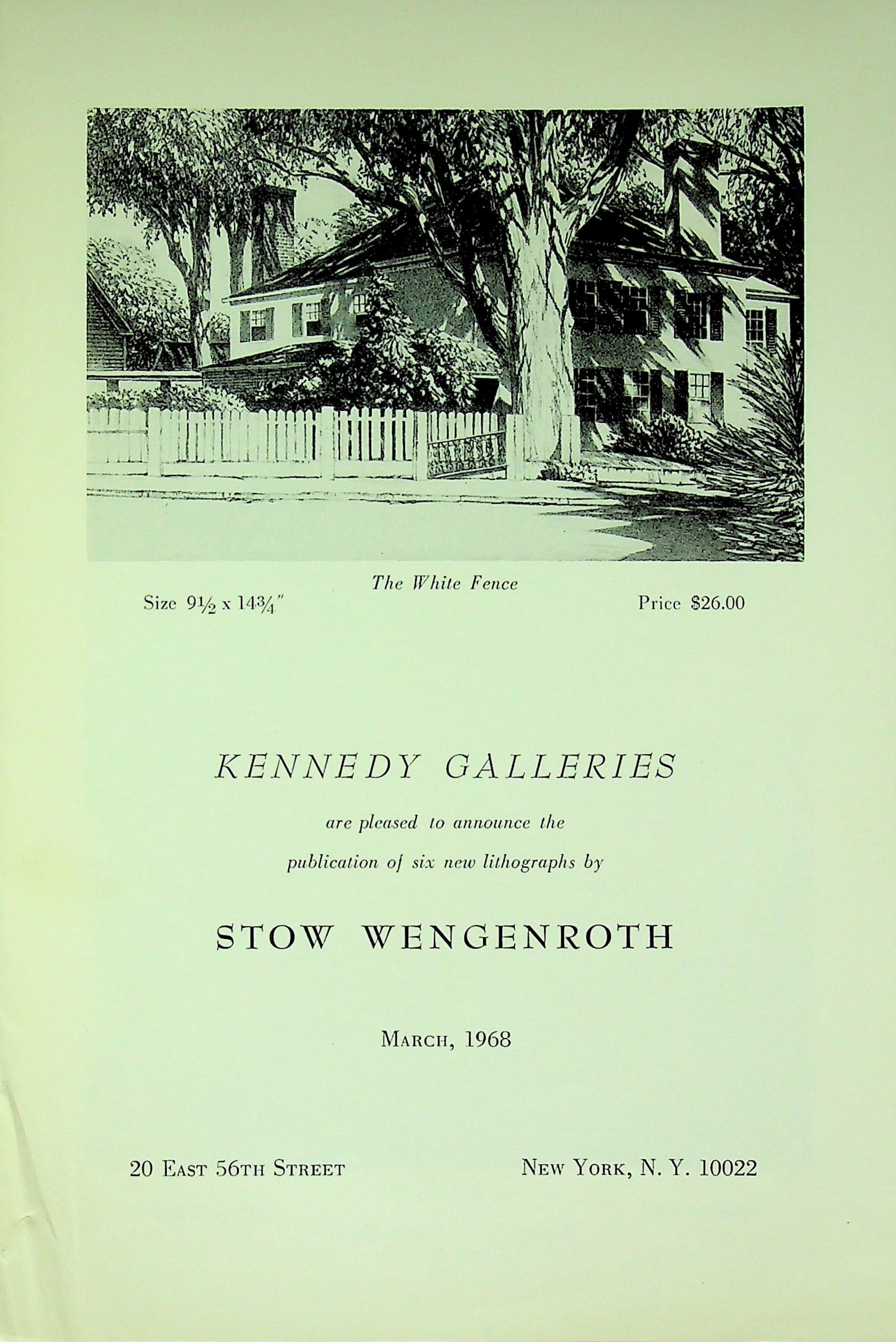 Kennedy Galleries are pleased to announce the publication of six new lithographs by Stow Wengenroth March, 1968, photograph 1 of 8